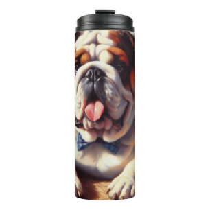 Garrafa Térmica Ilustração do Bulldog Inglês Vintage
