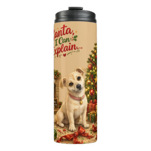 Garrafa Térmica Ilustração Engraçada de Cachorro de Natal