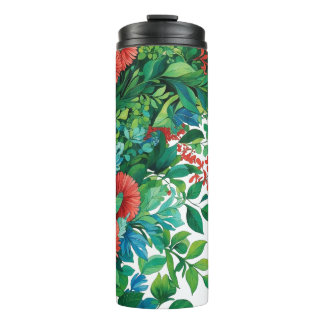 Garrafa Térmica Ilustração Floral Botânica Vibrante - Verde Exuber
