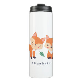 Garrafa Térmica Ilustração Gráfica De Raposas Laranja Cuta