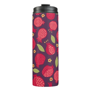 Garrafa Térmica Ilustração in vitro de romãs suculentos com le