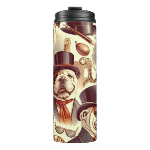 Garrafa Térmica Ilustração Inglesa Vintage Bulldog Invisível