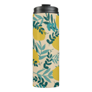 Garrafa Térmica ilustração. limões de fundo e folhas