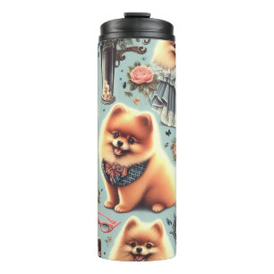 Garrafa Térmica Ilustração Pomeraniana Bonita