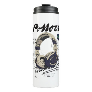 Garrafa Térmica Ilustração Urbana de Headphone Retro Vibe