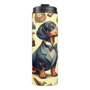 Garrafa Térmica Ilustração Vintage Dachshund
