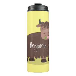 Garrafa Térmica Imagem animada de relva feliz comendo iaque engraç