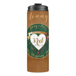Garrafa Térmica Imagem de Couro do 3º Aniversário do Casamento