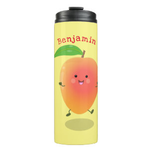 Garrafa Térmica Imagem de desenho animado amarelo de manga feliz e