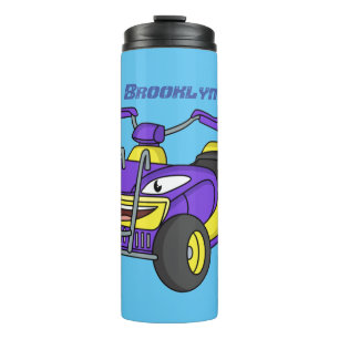 Garrafa Térmica Imagem de desenho animado de bicicleta Quad Roxo