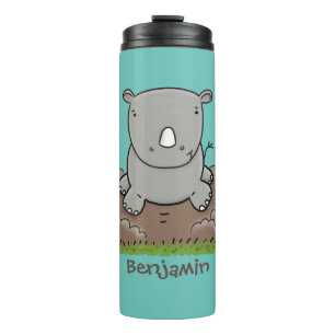 Garrafa Térmica Imagem de desenho animado do bebê rhino bonito