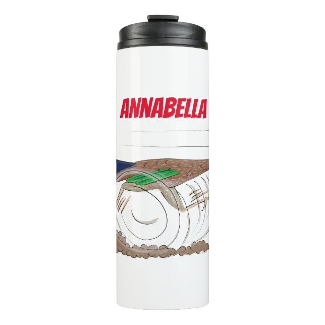 Garrafa Térmica Imagem engraçada de desenho animado de pássaros (Frente)