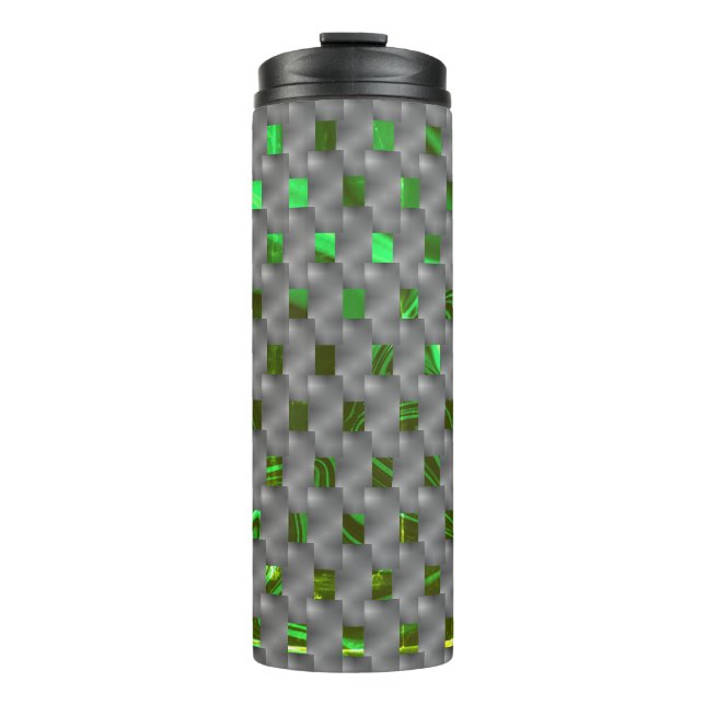 Garrafa Térmica Imagem verde sob placas de cinza, quadrada oblonga (Frente)
