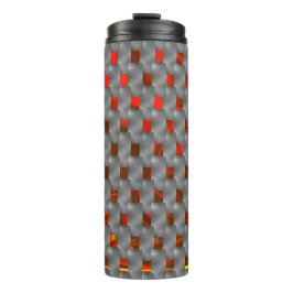 Garrafa Térmica Imagem vermelha sob placas de cinza, formas retang