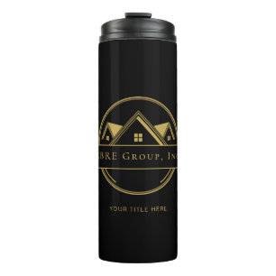 Garrafa Térmica Imobiliária Elegante Logotipo personalizado preto