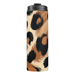 Garrafa Térmica Impressão Animal Leopardo Pintado Preto Marrom Cre