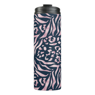 Garrafa Térmica Impressão animal, leopardo, tigre, azul, rosa,