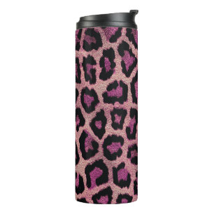 Garrafa Térmica Impressão Animal Preto-Leopardo Cor-de-Rosa