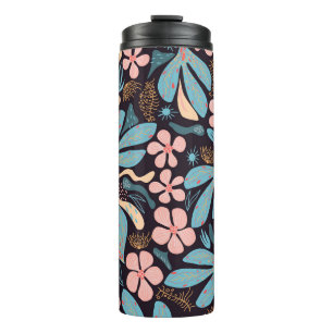 Garrafa Térmica Impressão Azul Coral Azul Floral Escuro