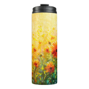 Garrafa Térmica Impressão da nuvem das pinturas de flores