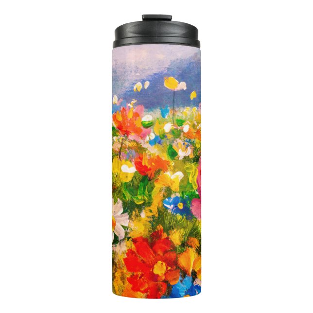 Garrafa Térmica Impressão da nuvem das pinturas de flores (Frente)