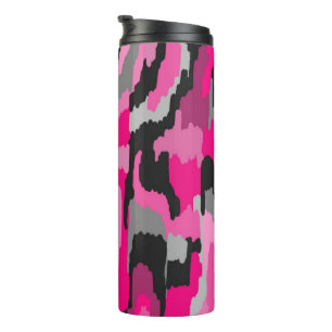 Garrafa Térmica Impressão de Abstrato preto-e-rosa e branco