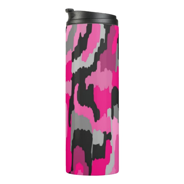 Garrafa Térmica Impressão de Abstrato preto-e-rosa e branco (Rotação à direita)