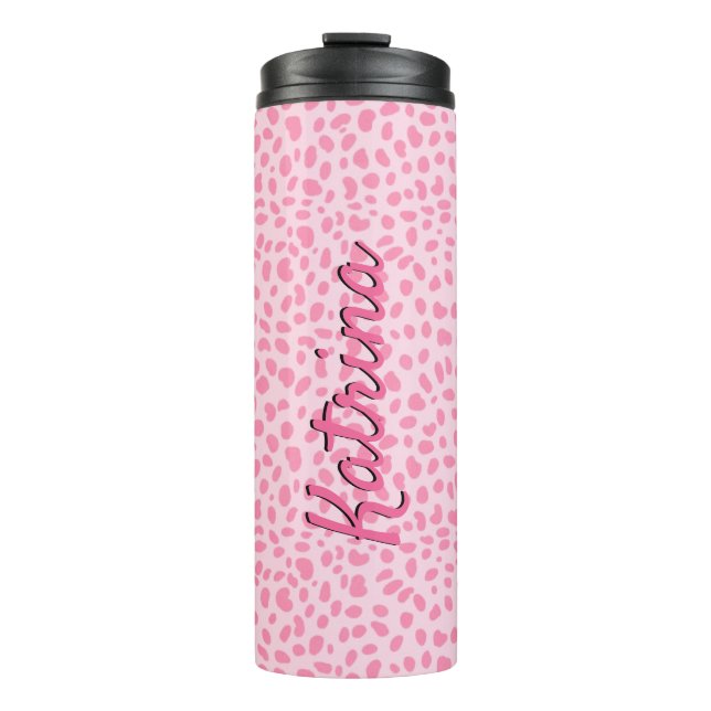 Garrafa Térmica Impressão de animais rosa-quente personalizada (Frente)