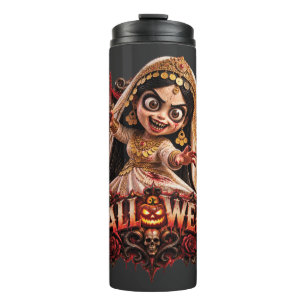Garrafa Térmica Impressão de Arte de Terror Halloween Noiva Zumbi