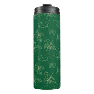Garrafa Térmica Impressão de Borboleta Verde Escura, Natureza Insp