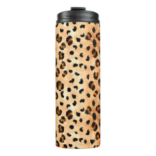 Garrafa Térmica Impressão de Leopardo Aquoso: Textura Exótica De P