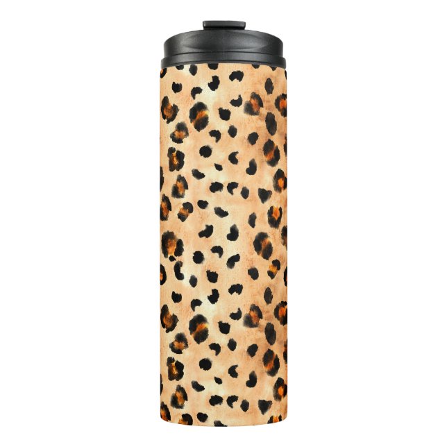 Garrafa Térmica Impressão de Leopardo Aquoso: Textura Exótica De P (Frente)