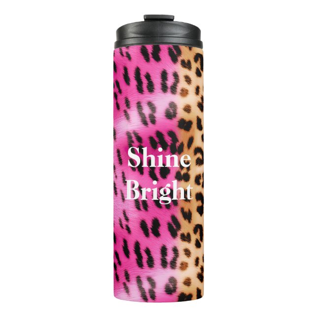 Garrafa Térmica Impressão de leopardo em ouro rosa (Frente)