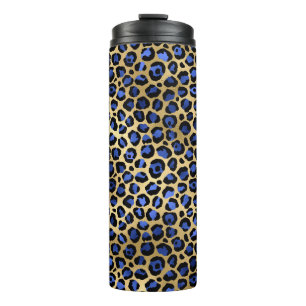 Garrafa Térmica Impressão de manchas de leopardo Glam dourado e az