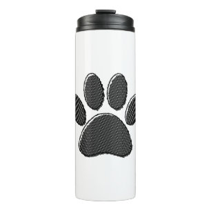 Garrafa Térmica Impressão de Pata de Cachorrinho Listrada Preto e 