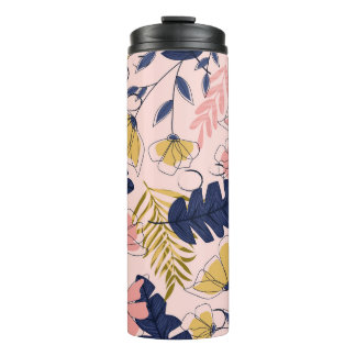 Garrafa Térmica Impressão de Vintage das Folhas Tropicais