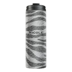 Garrafa Térmica Impressão de Zebra Preto e Branco Glamourosa e Chi