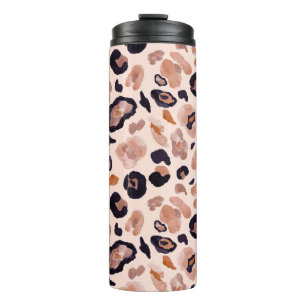 Garrafa Térmica Impressão do leopardo, sem problemas, fundo bege.
