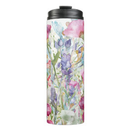 Garrafa Térmica Impressão Floral pintado À Mão Belamente