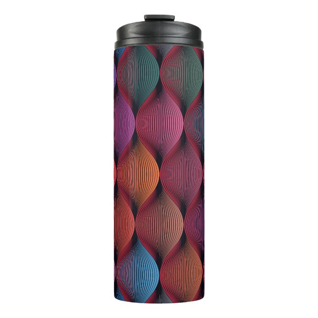 Garrafa Térmica Impressão geométrico de onda multicolor (Frente)