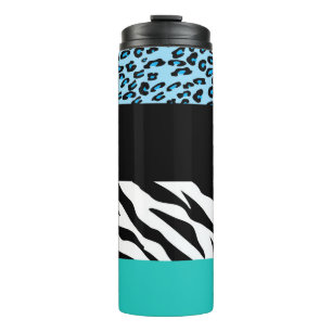 Garrafa Térmica Impressão Leopardo, Impressão Zebra, Impressão Ani