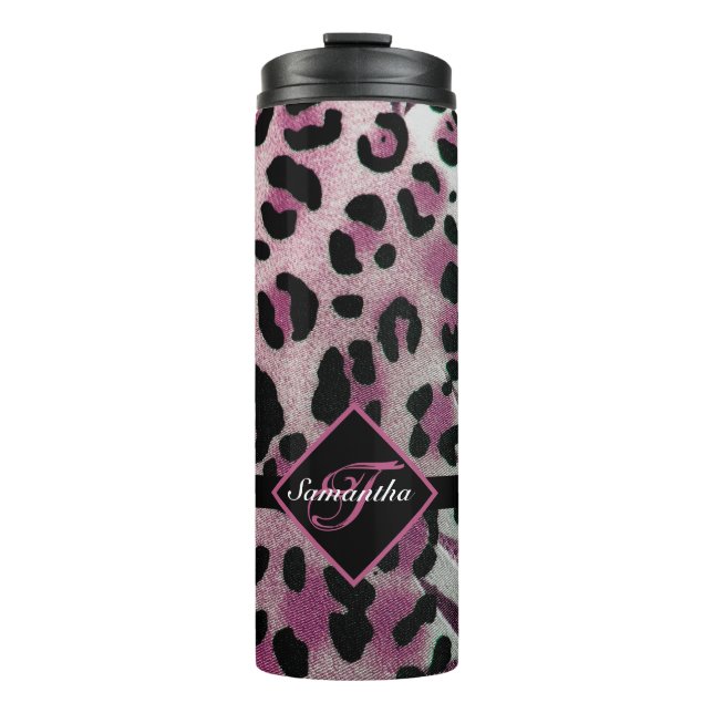 Garrafa Térmica Impressão Leopardo Monograma (Frente)