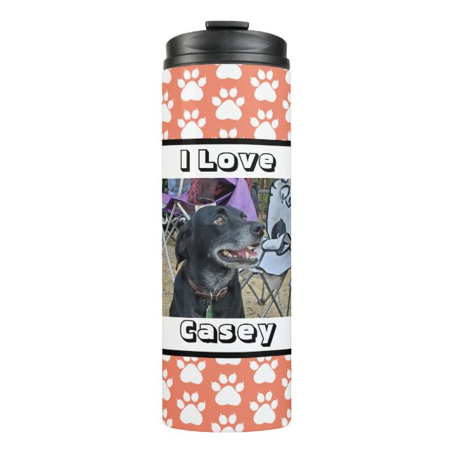 Garrafa Térmica Impressão personalizada de foto de folha e pata (Frente)