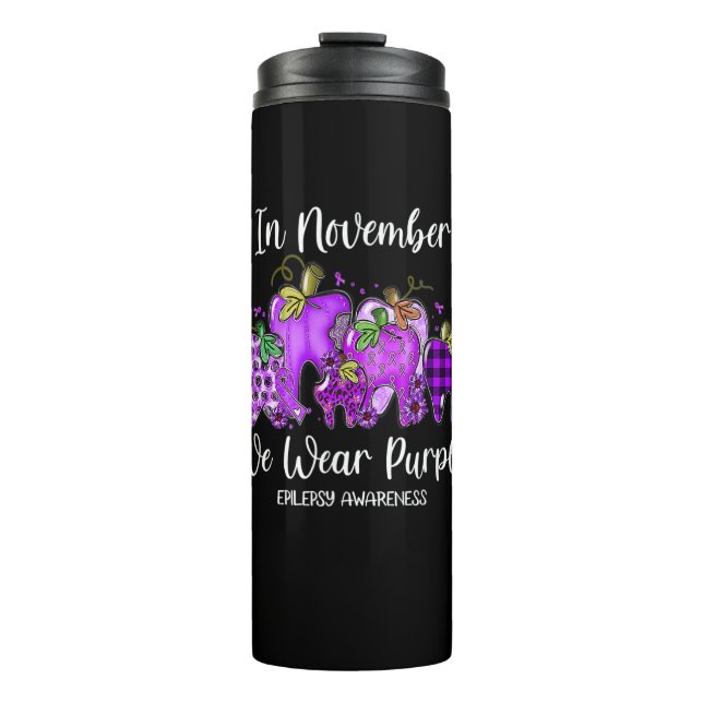 Garrafa Térmica In November We Wear Purple Tooth Pumpkin Epilepsy (Frente)