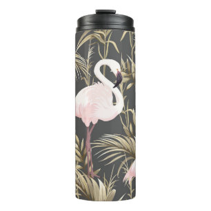 Garrafa Térmica Inchaços cor-de-rosa e plantas ouros, sem costura