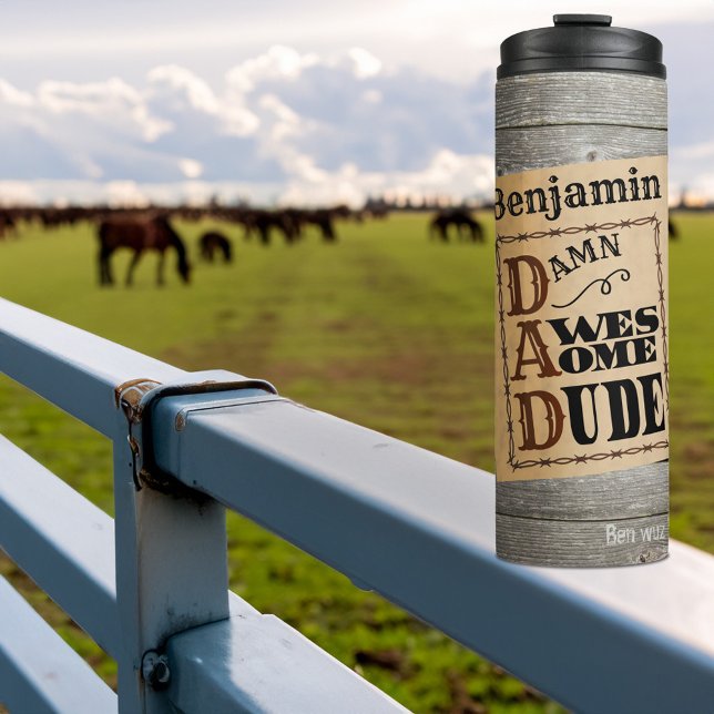 Garrafa Térmica Incrível Cara Ocidental Nome Personalizado Conheci (Criador carregado)