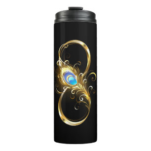 Garrafa Térmica Infinidade com a pena Pavão de Ouro