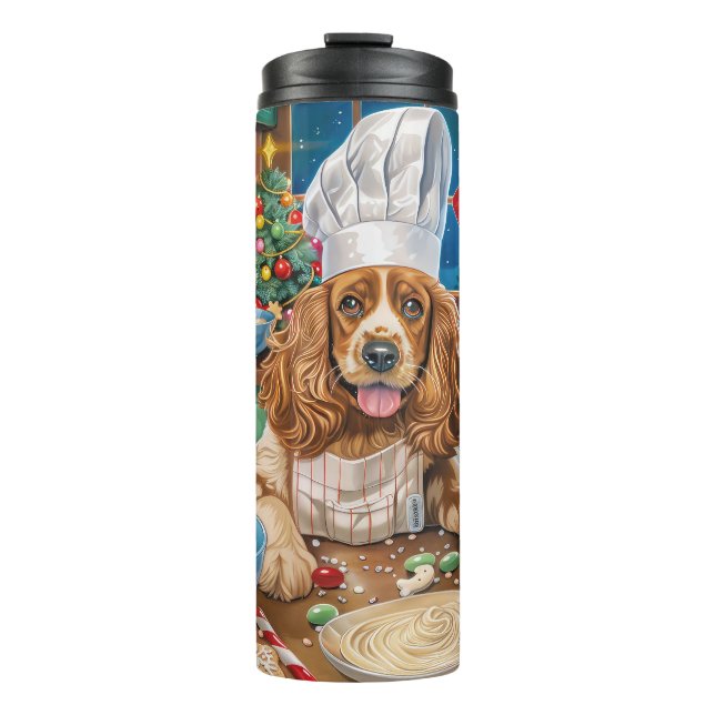 Garrafa Térmica Inglês Cocker Spaniel Baking: Natal (Frente)