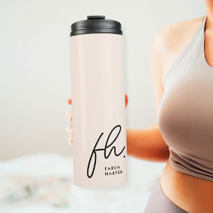 Garrafa Térmica Iniciais Mínimos do Script Blush Blush do Monogram