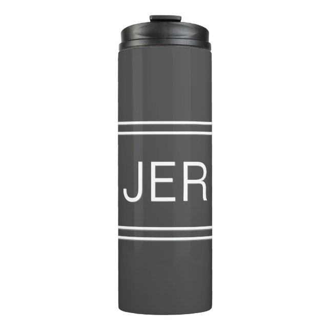 Garrafa Térmica Iniciais monogramados Cinza Drinkware Na moda Viag (Frente)